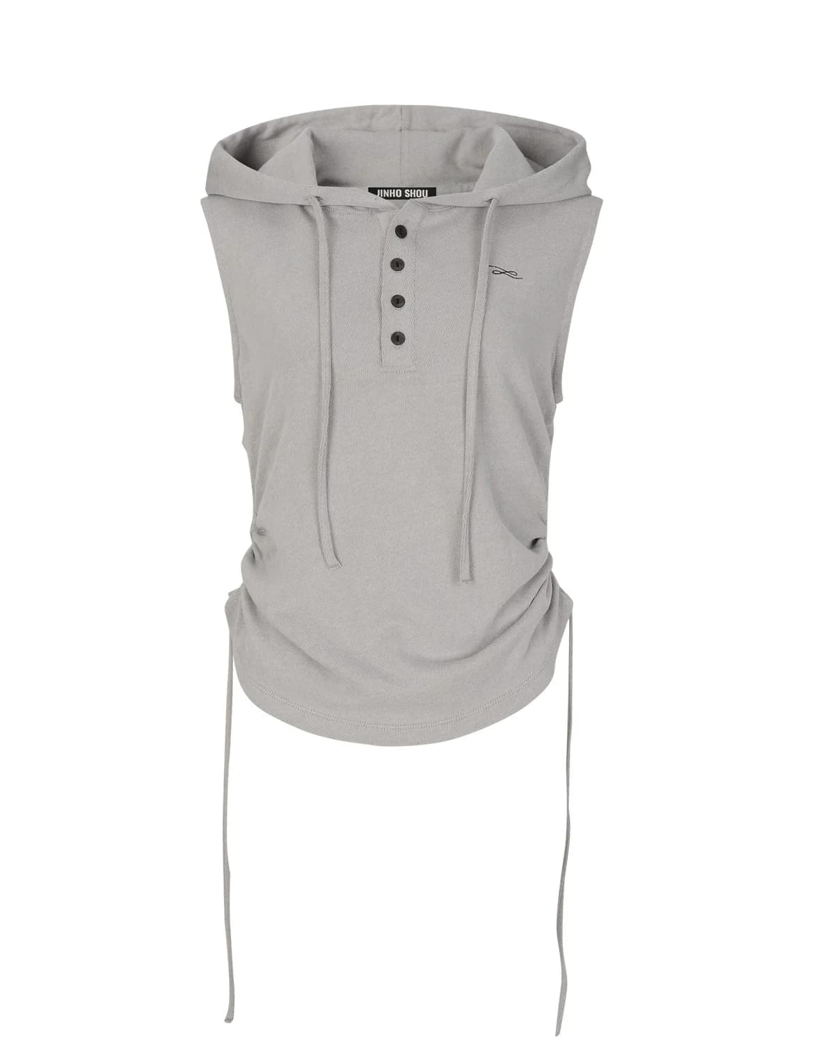 JINHO SHOU Pigment-Dyed Sleeveless Hoodie with Embroidered Logo
